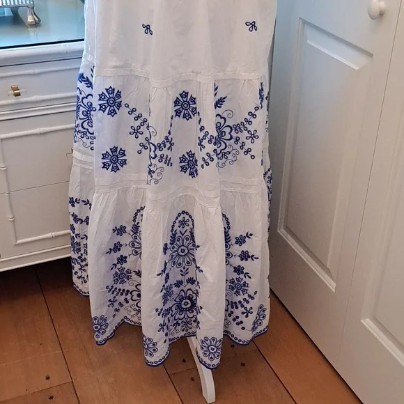 NWOT Anthropologie Womens Somerset White Cotton Maxi Eyelet Dress MD - Picture 3 of 10